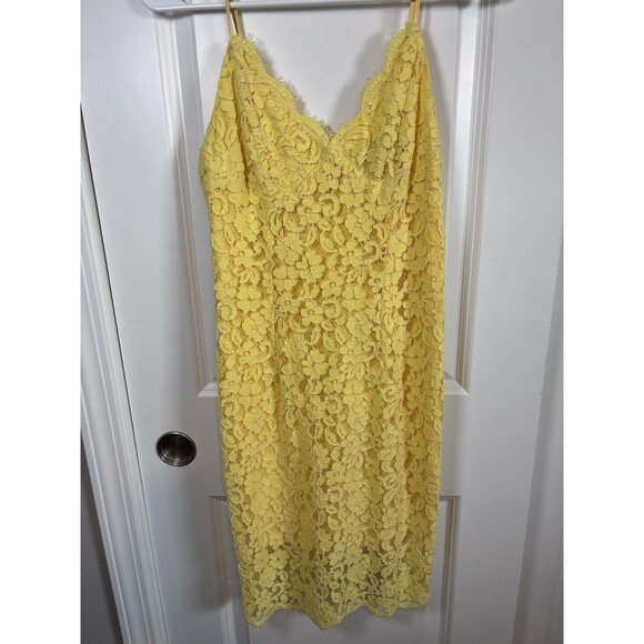 Lulus Dress Women’s Small S Yellow Floral Party Lace Lined Sweet Blossom - Picture 2 of 12